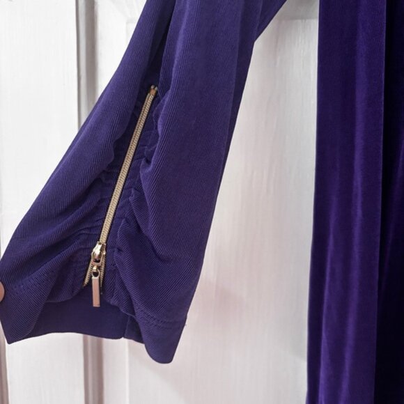 Chico's Size‎ 2 Royal Purple Open Front Cardigan Sweater Zip Sleeve Chicos Large - Picture 2 of 9